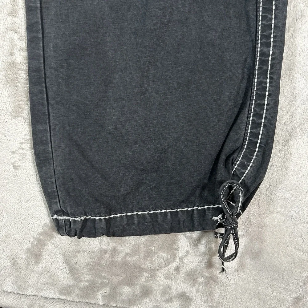 True Religion Anthony Cargo Pants Mens 34x32 Black Flap Pockets Wide Leg Y2K VTG
